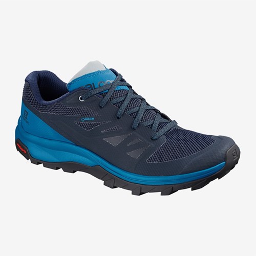 Men's Salomon Outline Gtx Hiking Shoes Blue | US(420183)