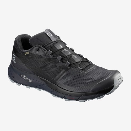 Men's Salomon Sense Ride 2 Gtx Invisible Fit Trail Running Shoes Black | US(641078)