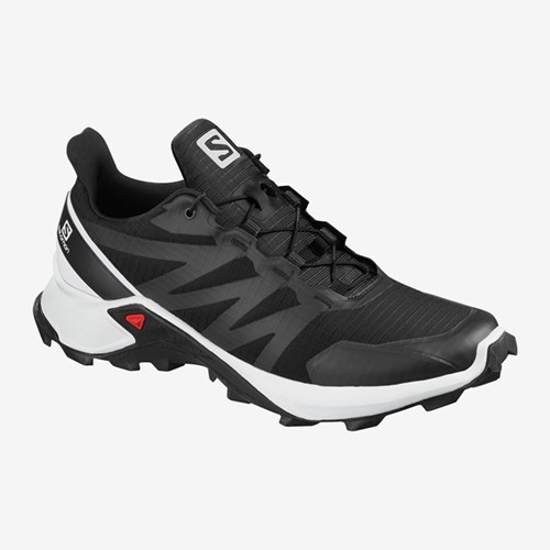 Men's Salomon Supercross Trail Running Shoes Black/White | US(153062)