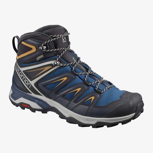 Men's Salomon X Ultra 3 Mid Gtx Hiking Boots Blue | US(752814)