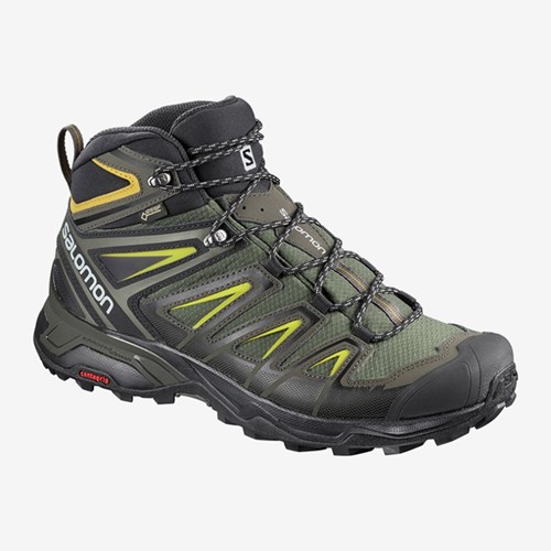 Men's Salomon X Ultra 3 Mid Gtx Hiking Boots Green | US(831620)