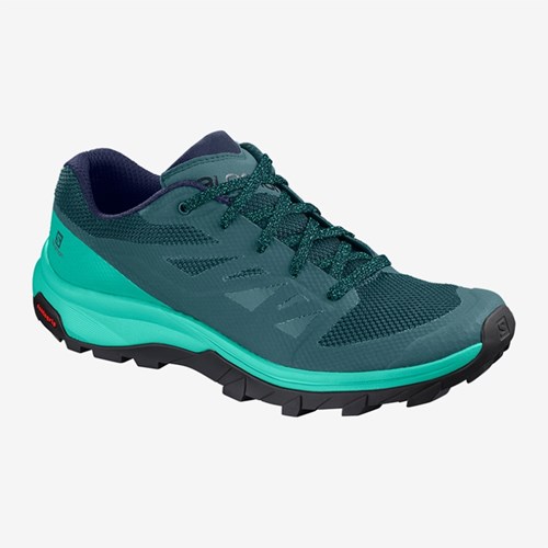 Women's Salomon Outline W Hiking Shoes Green/Blue | US(875042)