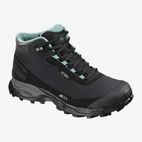 Women's Salomon Shelter Spikes Cs Wp W Winter Boots Black | US(134698)