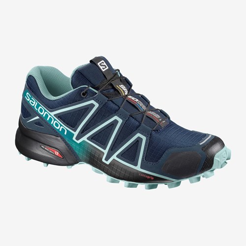 Women's Salomon Speedcross 4 Wide W Trail Running Shoes Blue | US(380571)