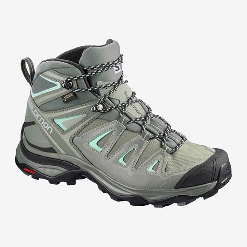 Women's Salomon X Ultra 3 Mid Gtx W Hiking Boots Green | US(750413)